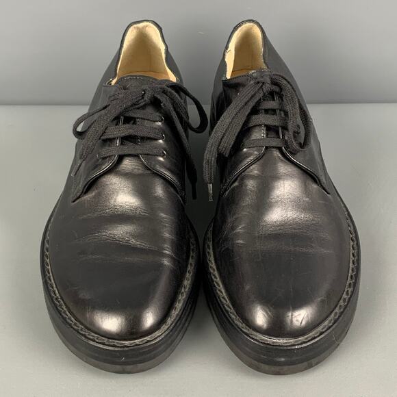 ANN DEMEULEMEESTER Size 7.5 Black Leather Platform Lace Up Shoes - Picture 4 of 7